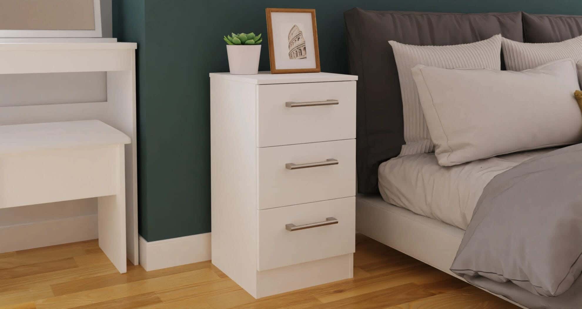 MDF Wood Modern Commode, 65x36x36 cm - White