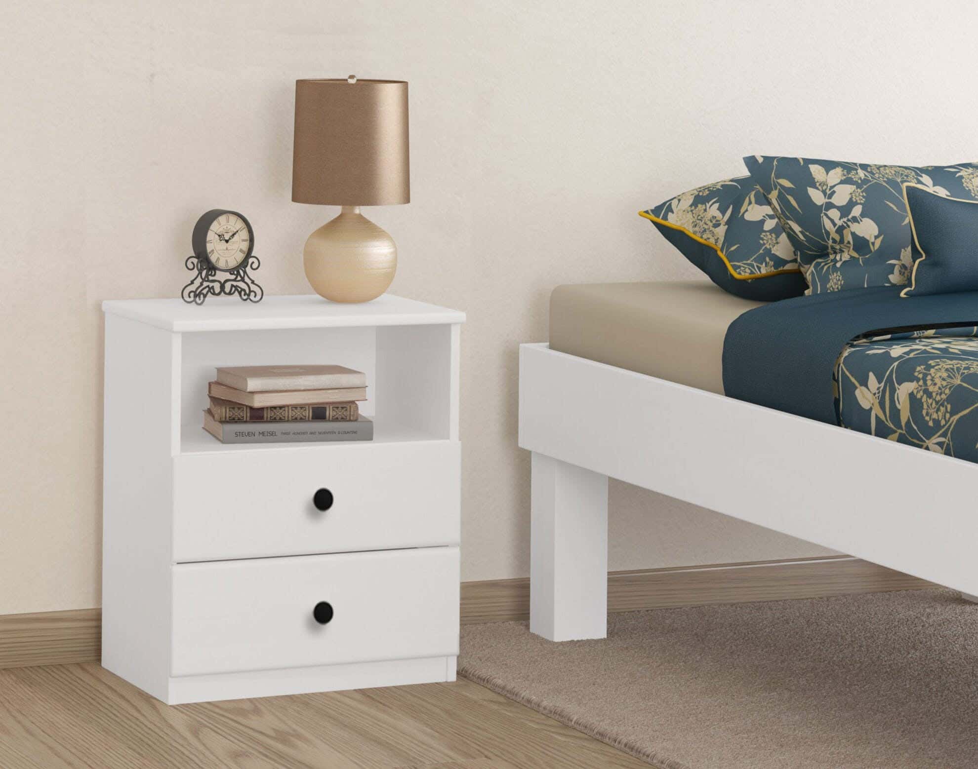 MDF Wood Modern Commode, 50x40x32 cm - White