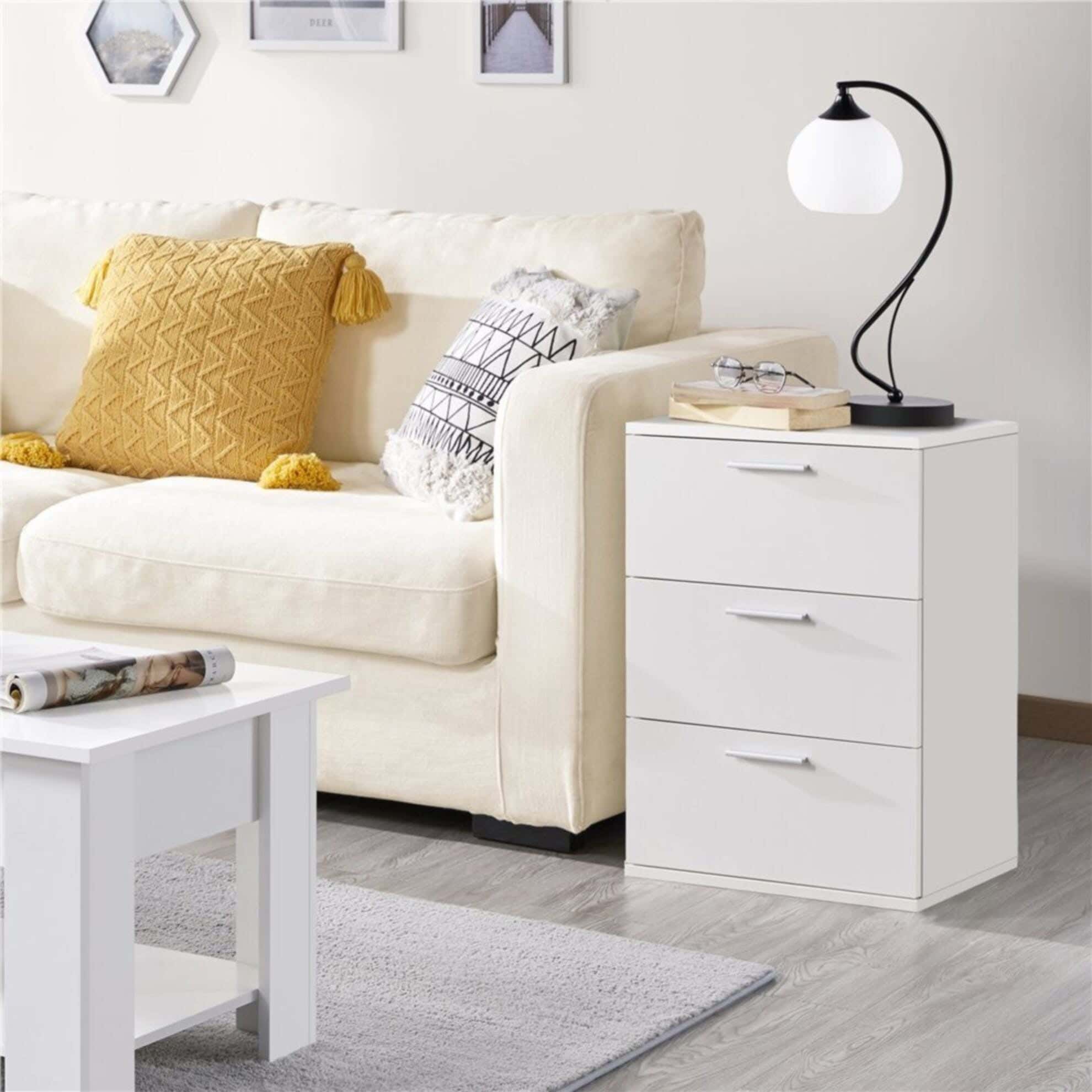 MDF Wood Modern Commode, 65x40x36 cm - White