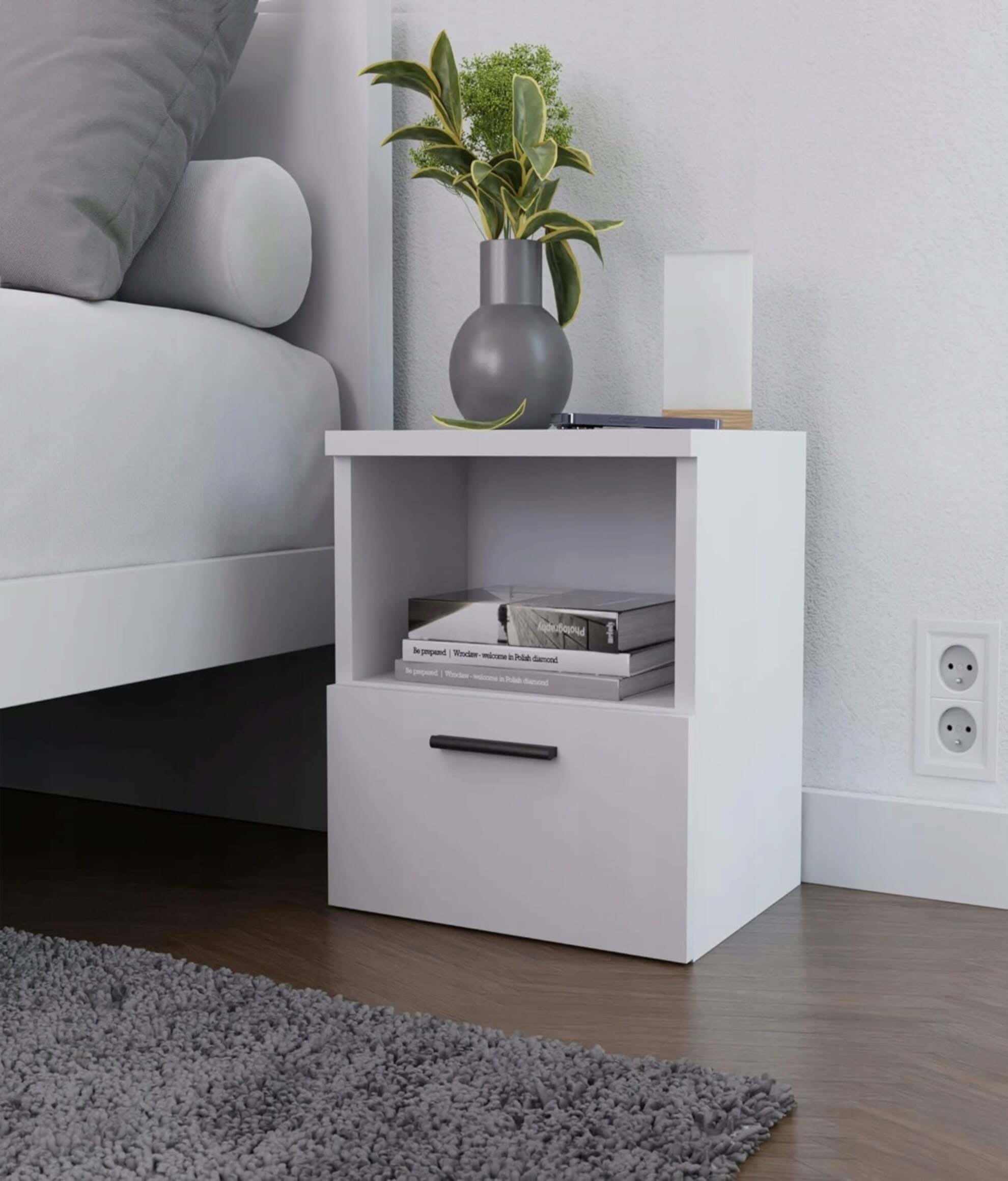 MDF Wood Modern Commode, 45x34x32 cm - White