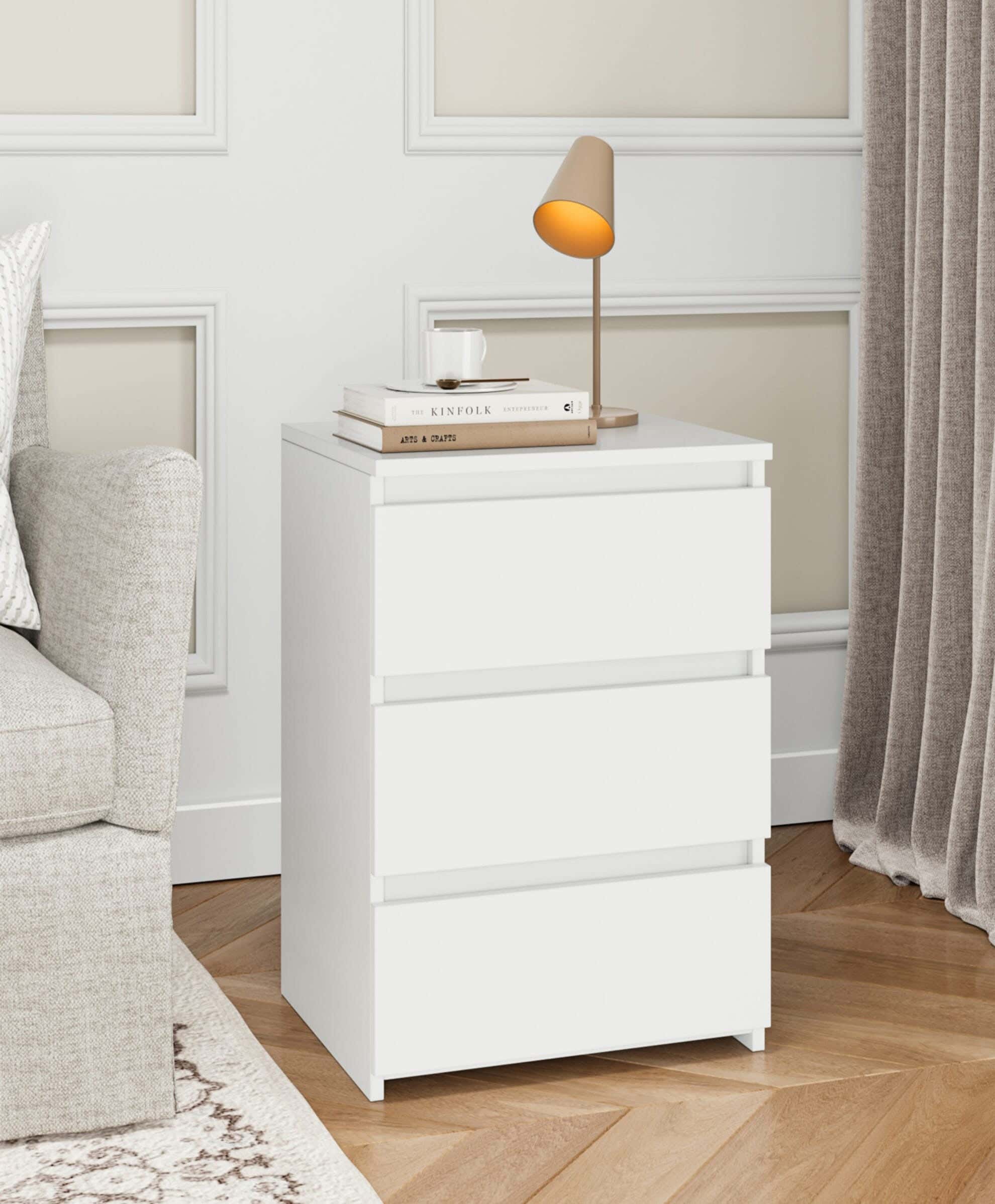 MDF Wood Modern Commode, 60x40x36 cm - White