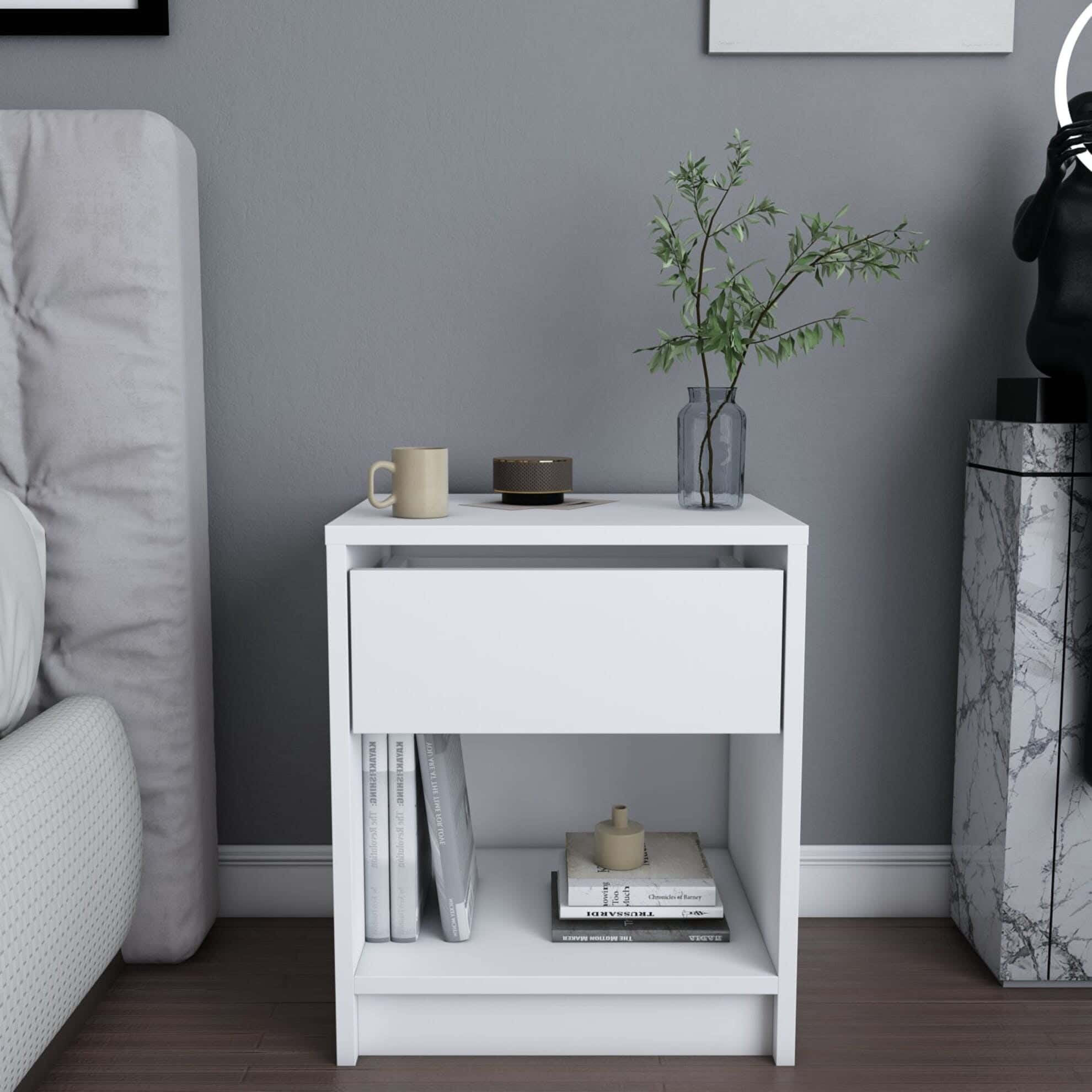 MDF Wood Modern Commode, 45x40x30 cm - White