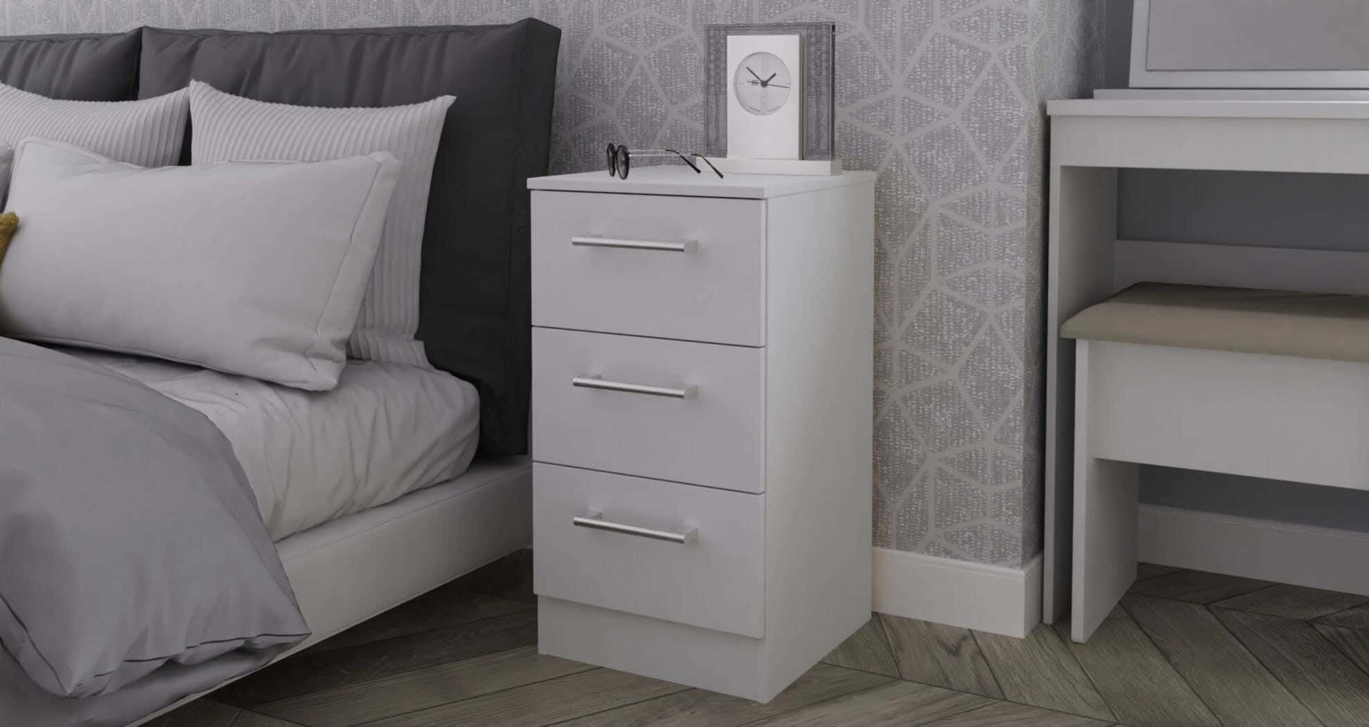 MDF Wood Modern Commode, 65x36x36 cm - White