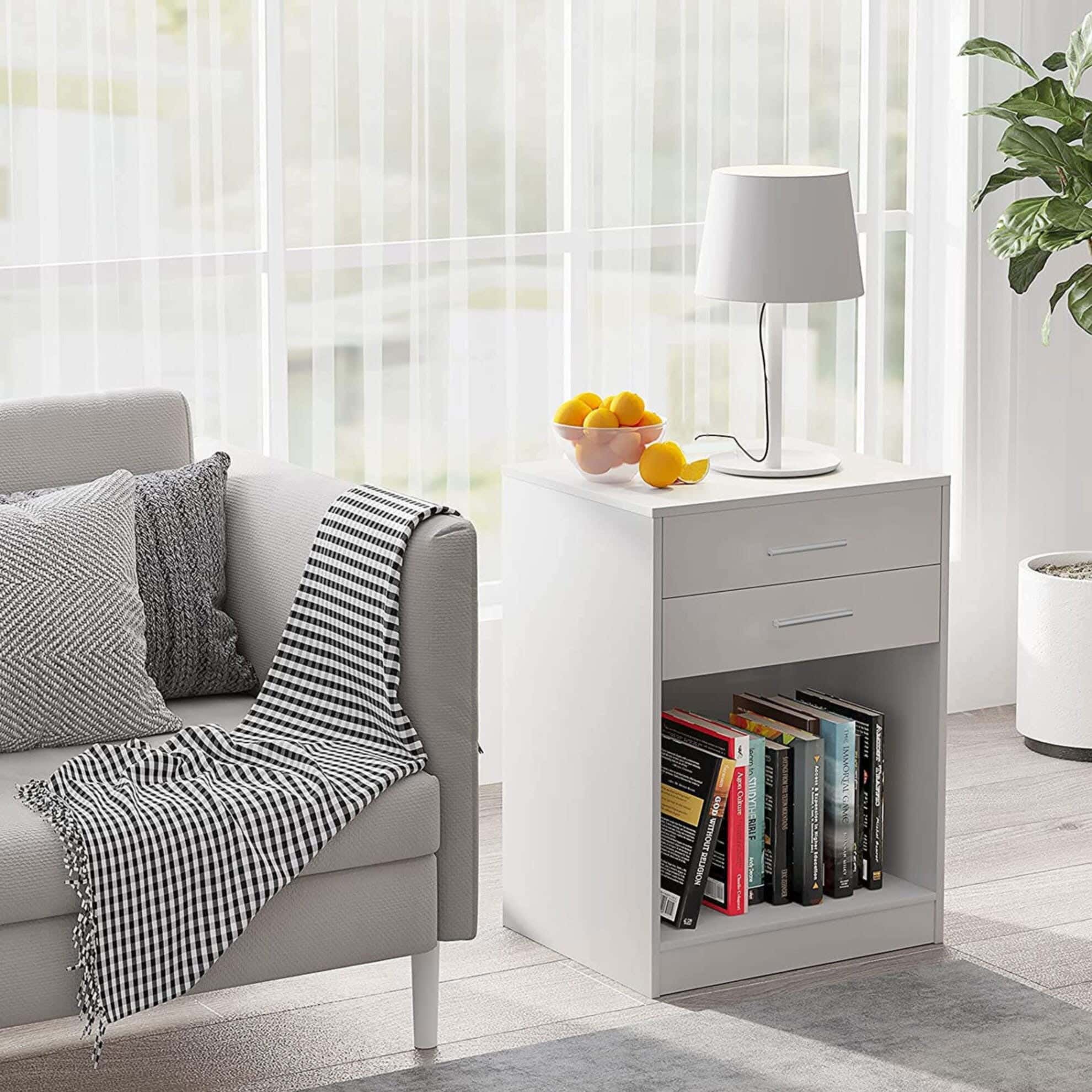 MDF Wood Modern Commode, 60x40x30 cm - White