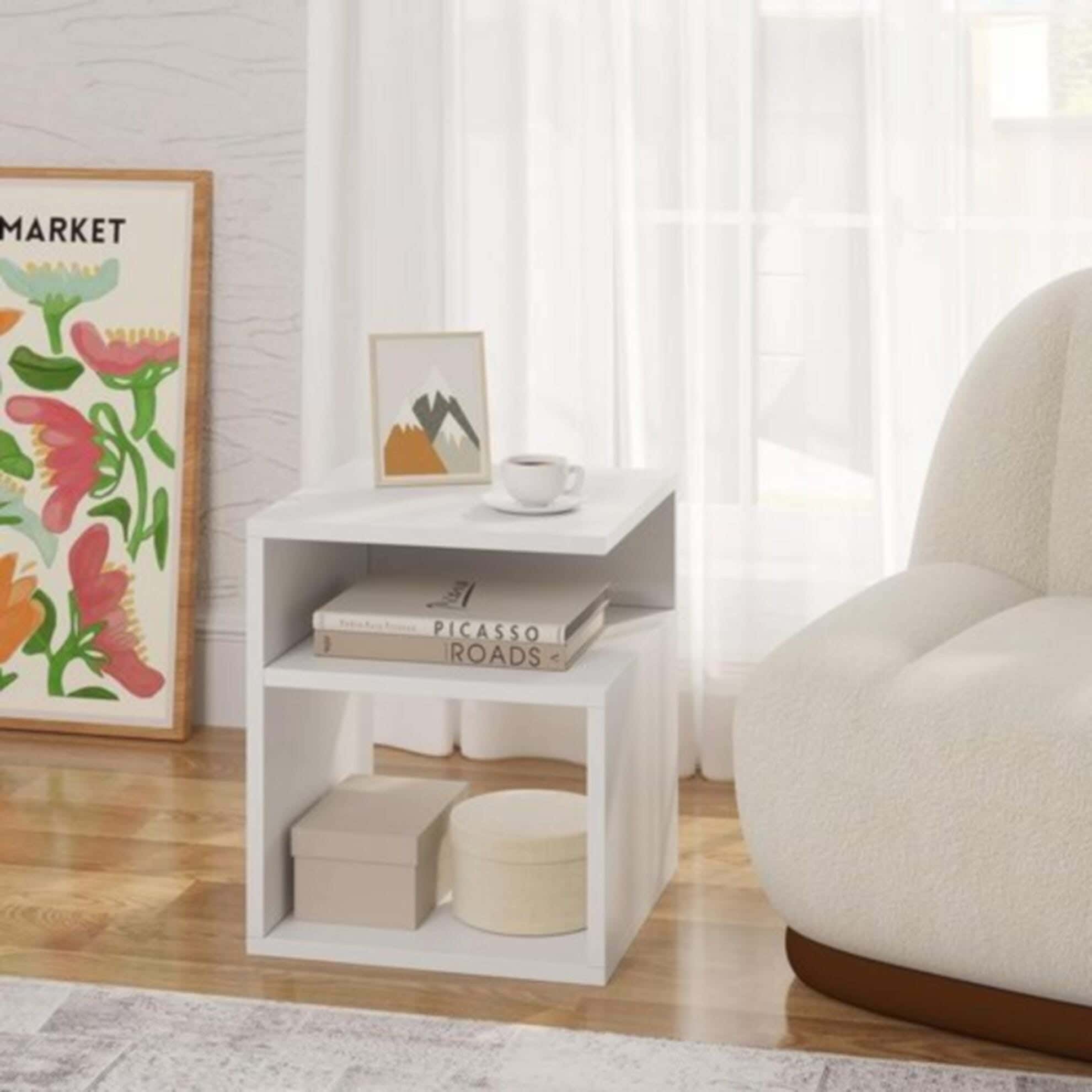 MDF Wood Modern Commode, 50x38x30 cm - White
