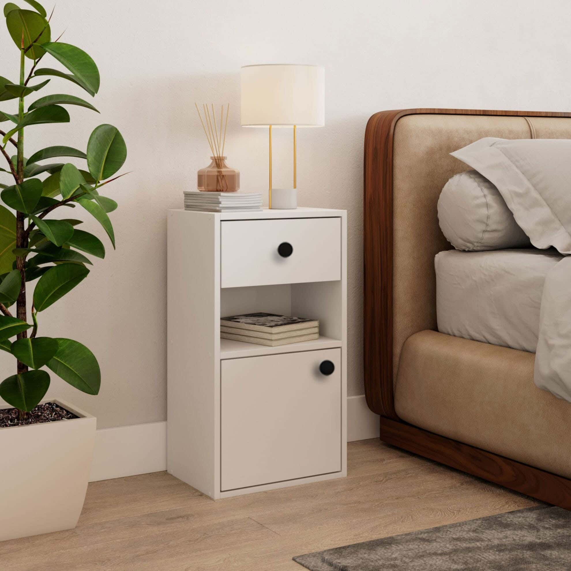 MDF Wood Modern Commode, 65x36x30 cm - White