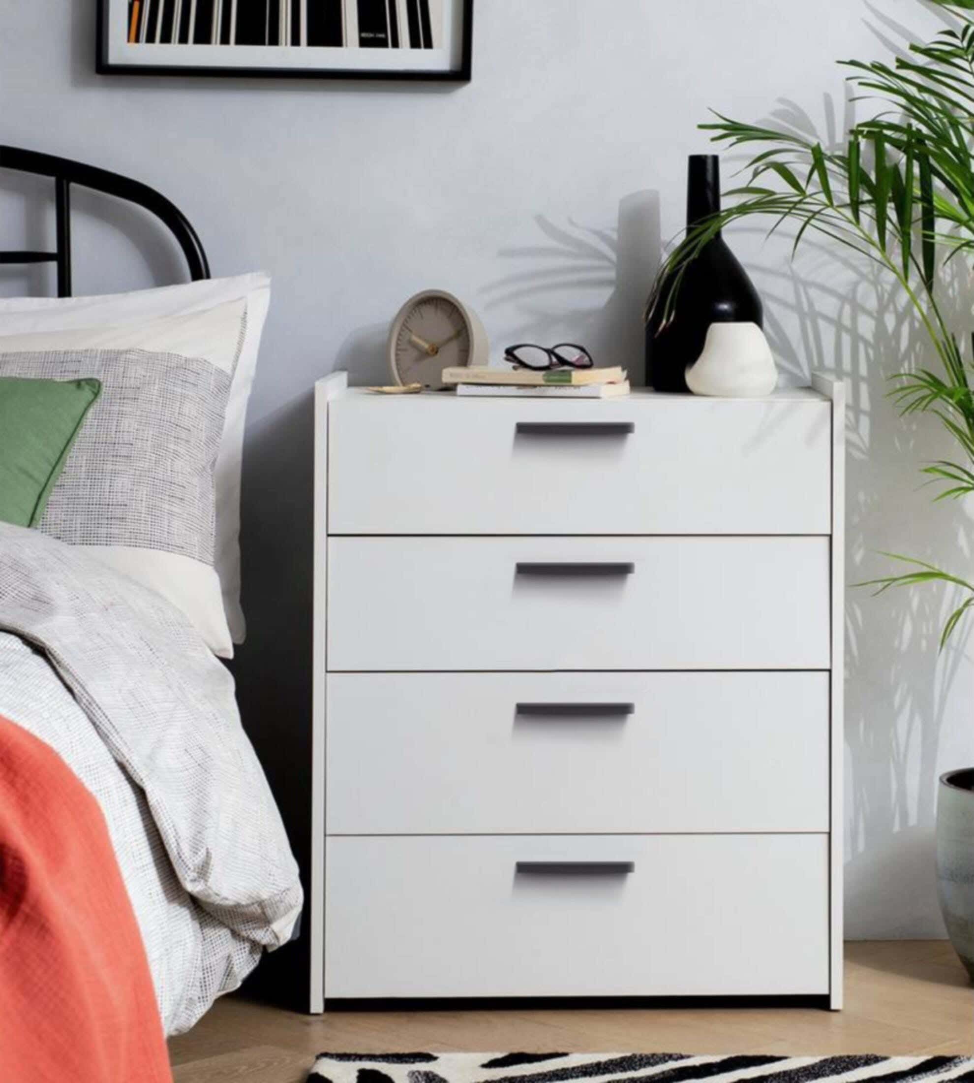 MDF Wood Modern Commode, 75x60x40 cm - White