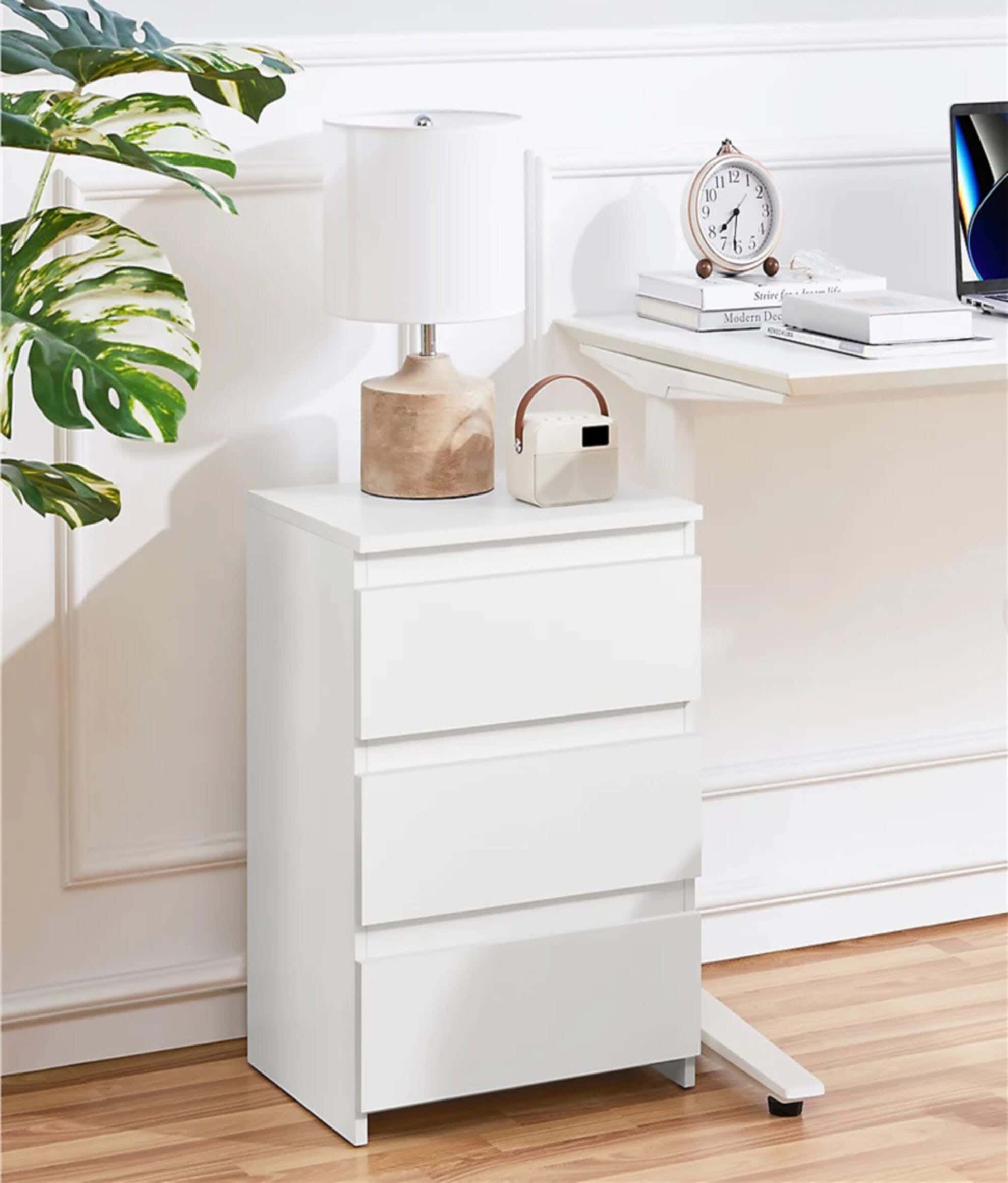MDF Wood Modern Commode, 60x40x36 cm - White