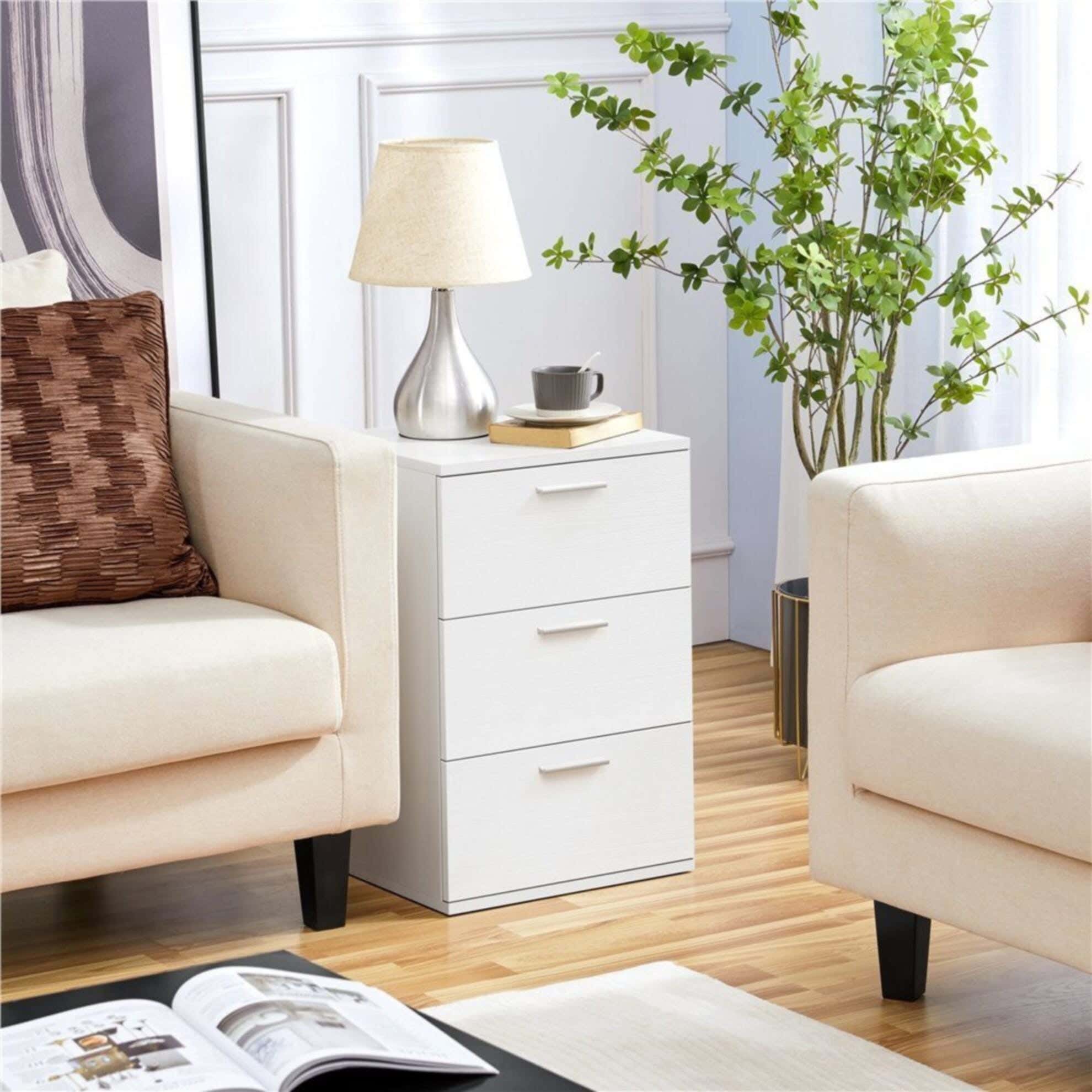 MDF Wood Modern Commode, 65x40x36 cm - White