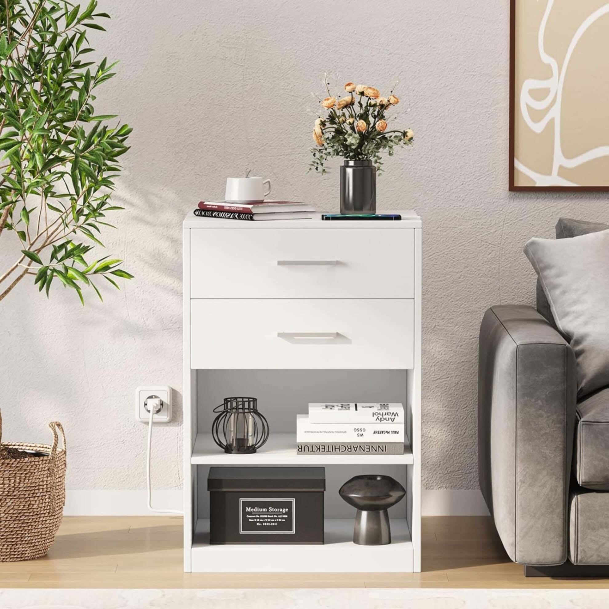 MDF Wood Modern Commode, 60x40x30 cm - White
