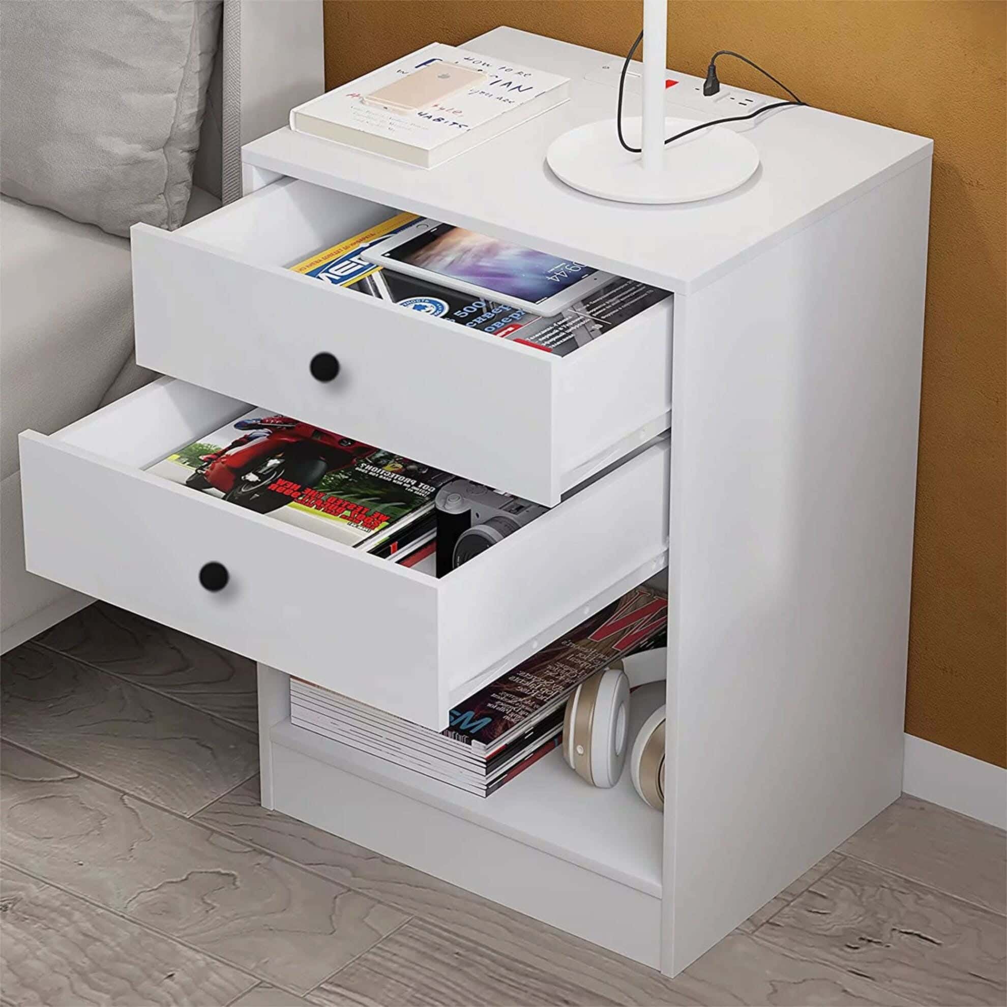 MDF Wood Modern Commode, 60x40x30 cm - White