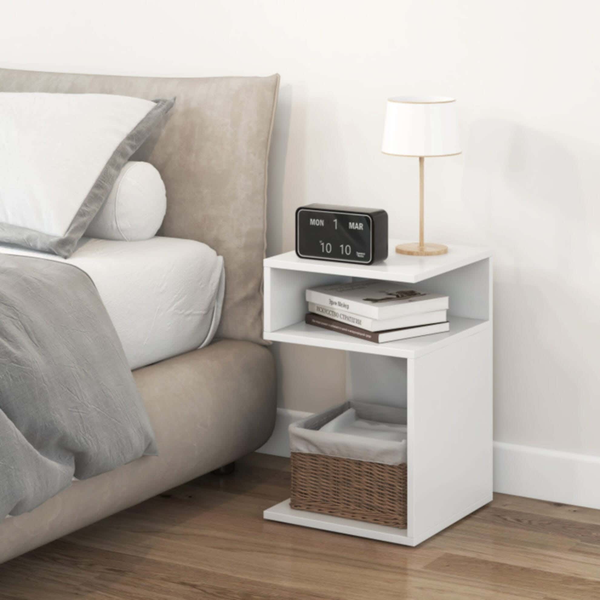 MDF Wood Modern Commode, 60x38x34 cm - White