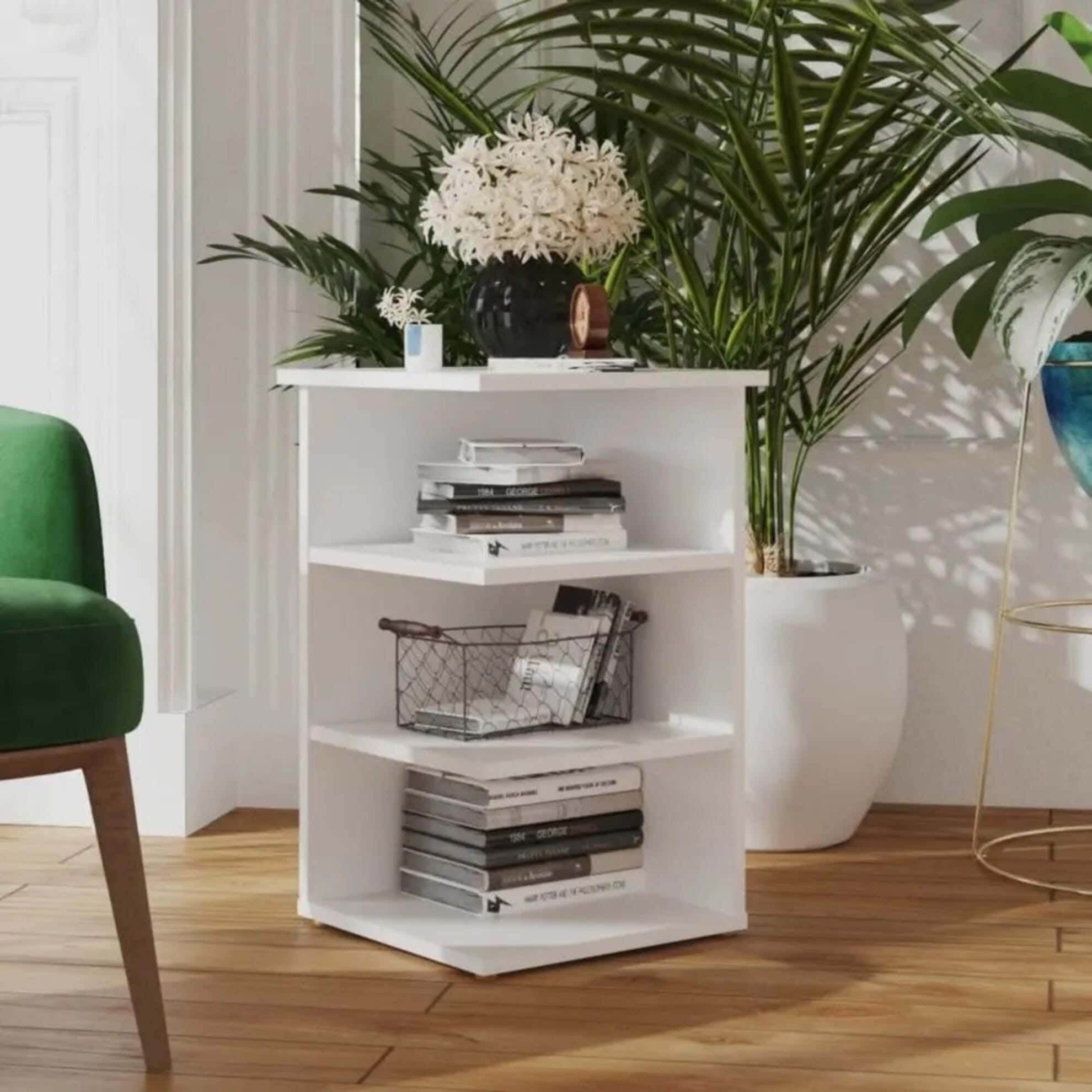 MDF Wood Modern Commode, 55x34x34 cm - White