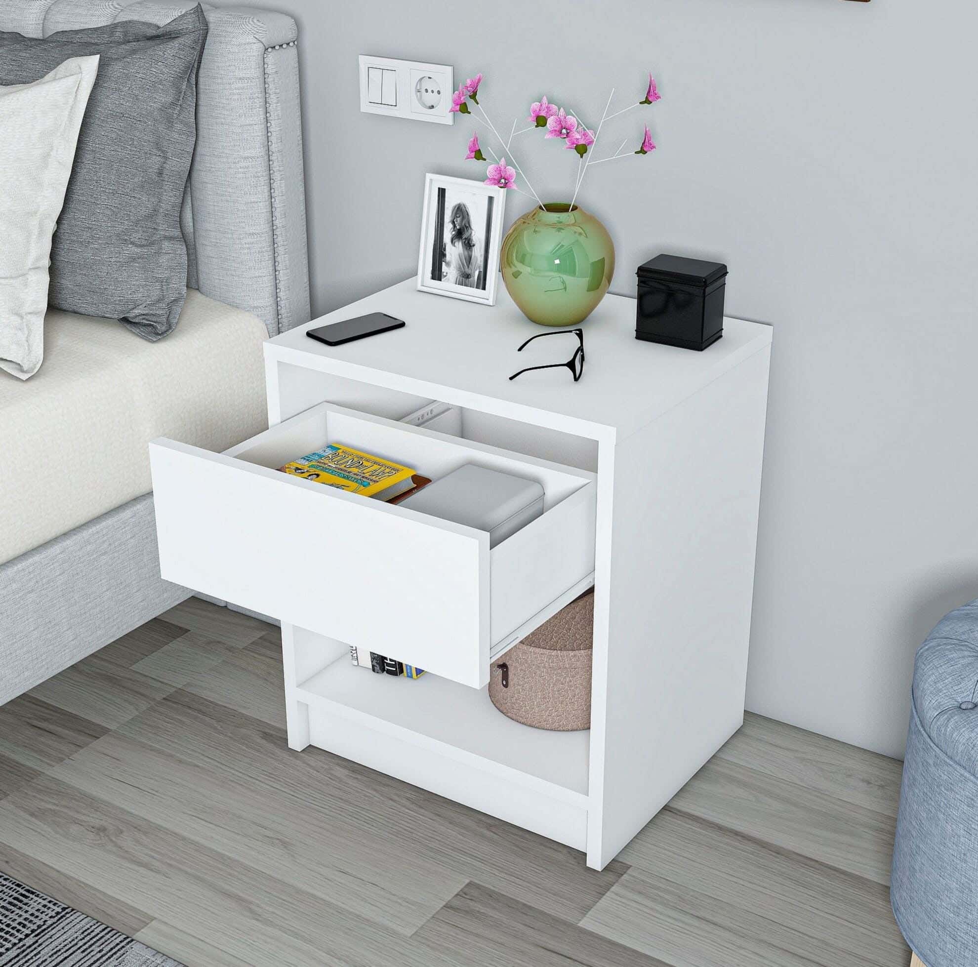 MDF Wood Modern Commode, 45x40x30 cm - White