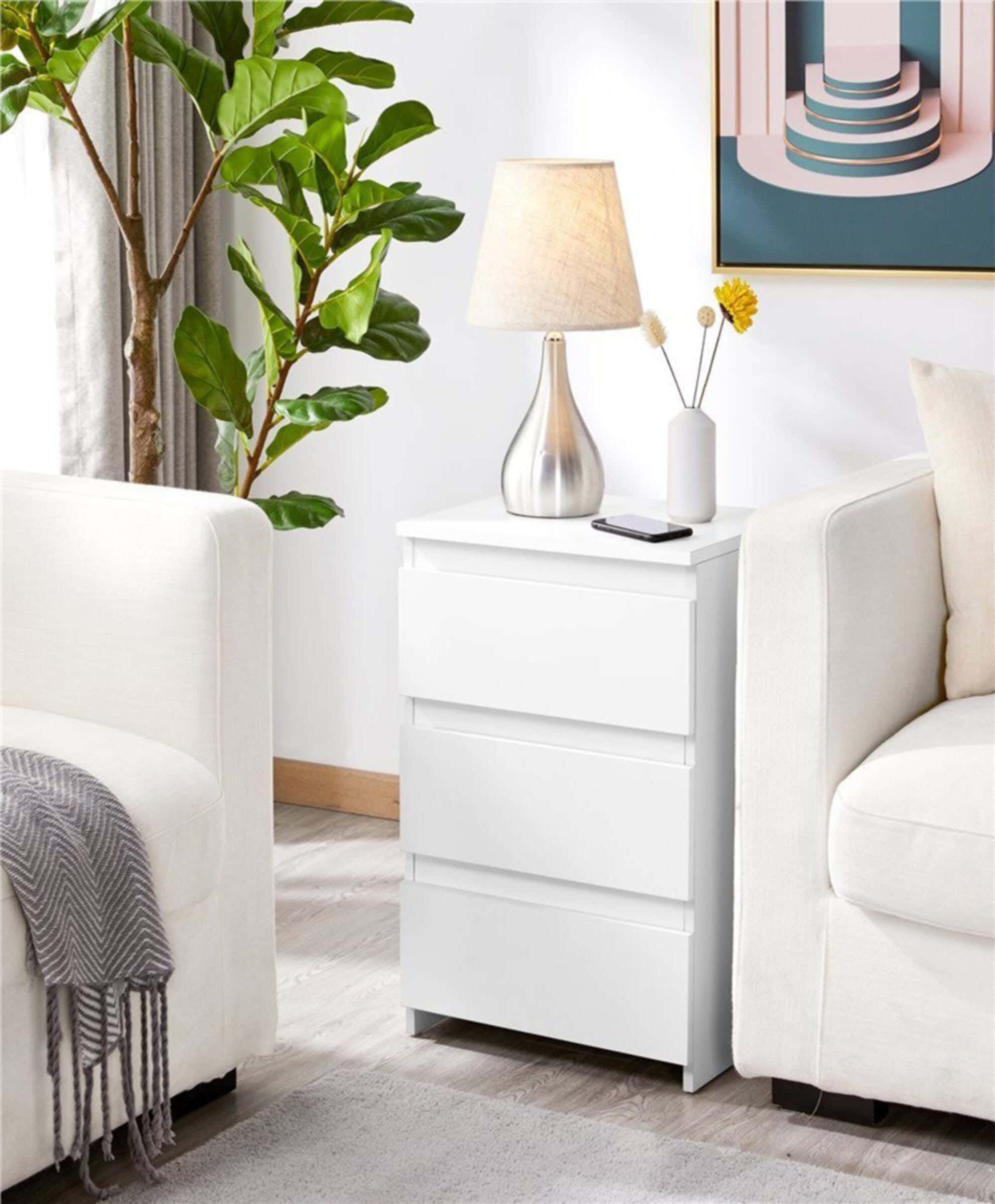 MDF Wood Modern Commode, 60x40x36 cm - White