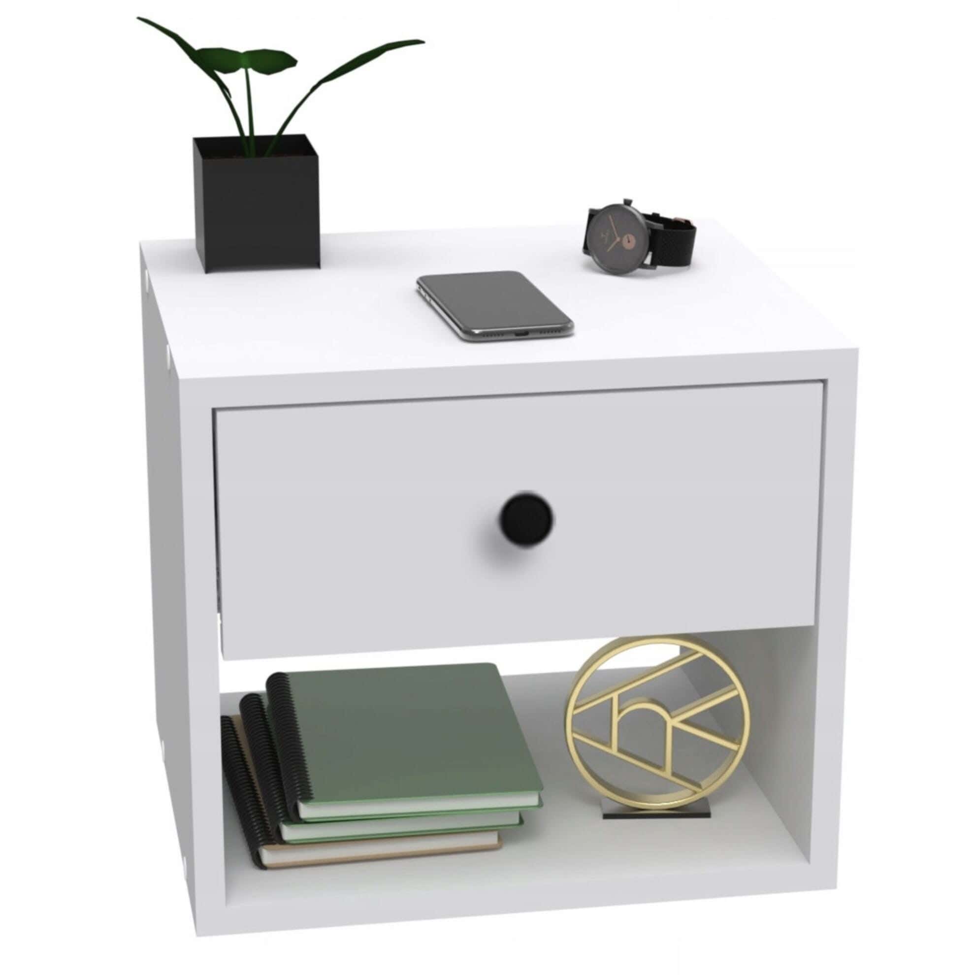 MDF Wood Modern Commode, 40x40x30 cm - White