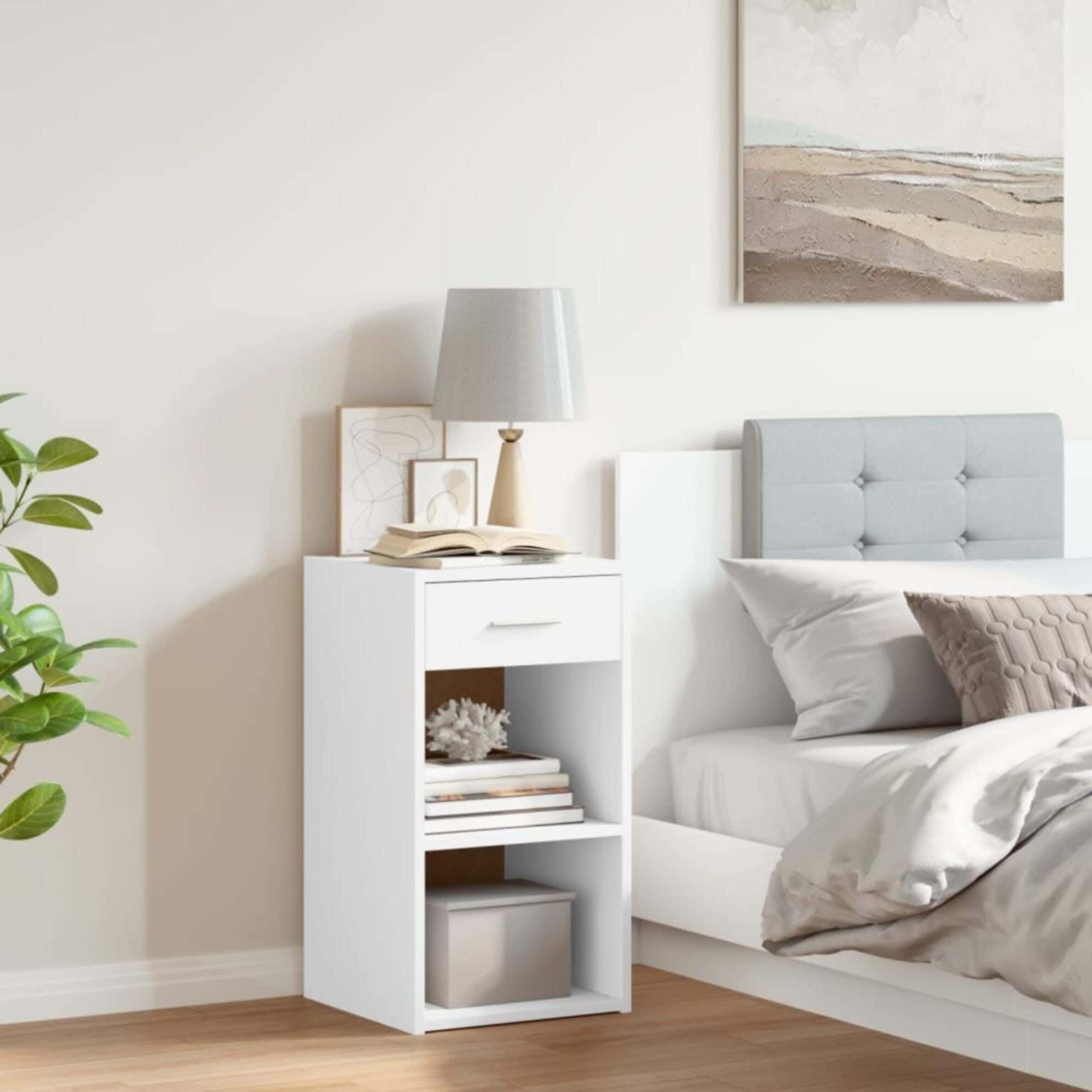 MDF Wood Modern Commode, 65x36x30 cm - White