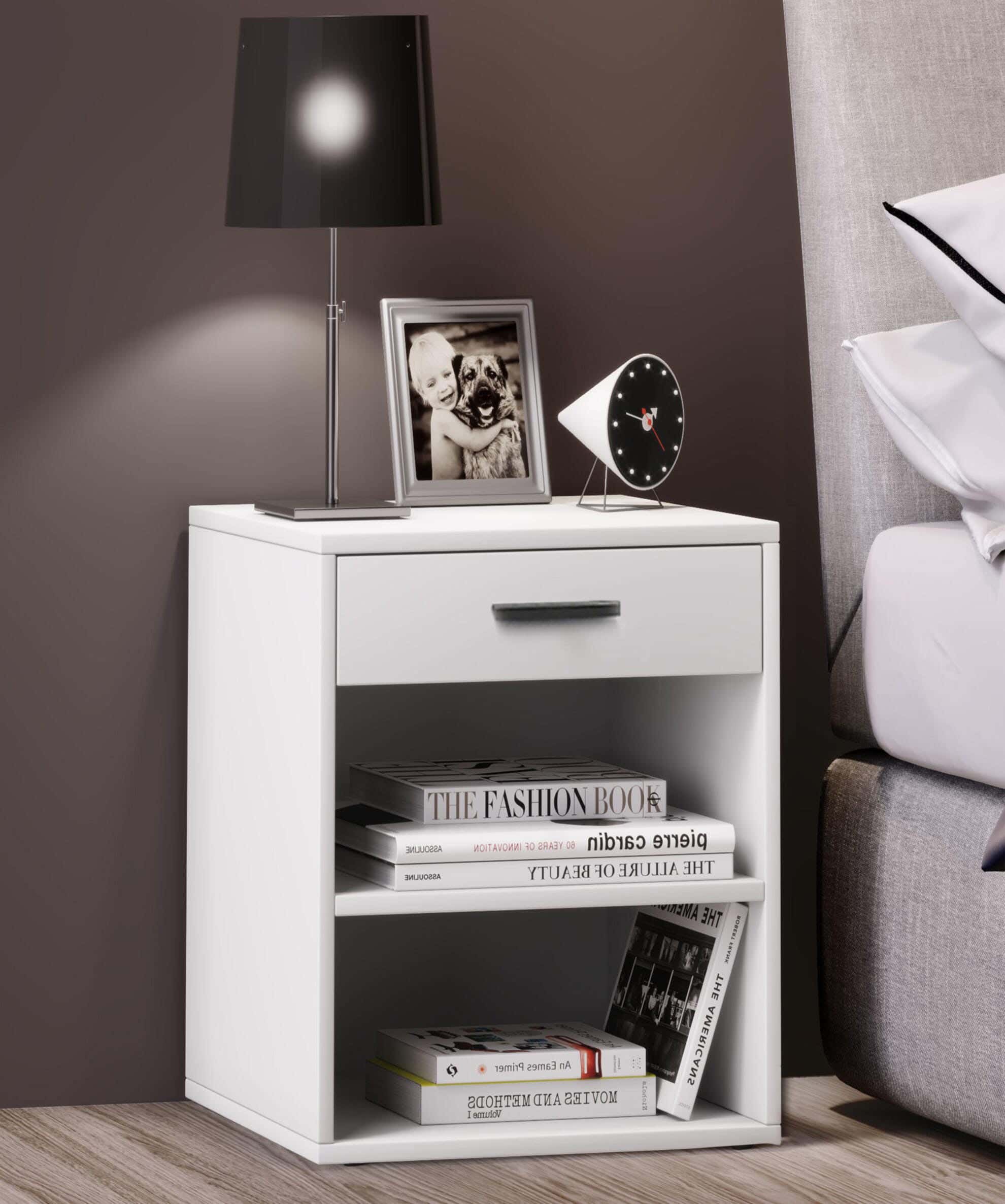 MDF Wood Modern Commode, 50x40x30 cm - White