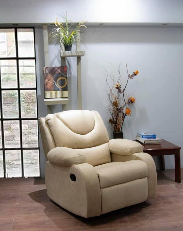 Lazy Boy Recliner, 92×85×105 cm, Metal - Beige