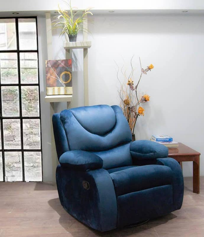 Lazy Boy Recliner, 92×85×105 cm, Metal - Blue