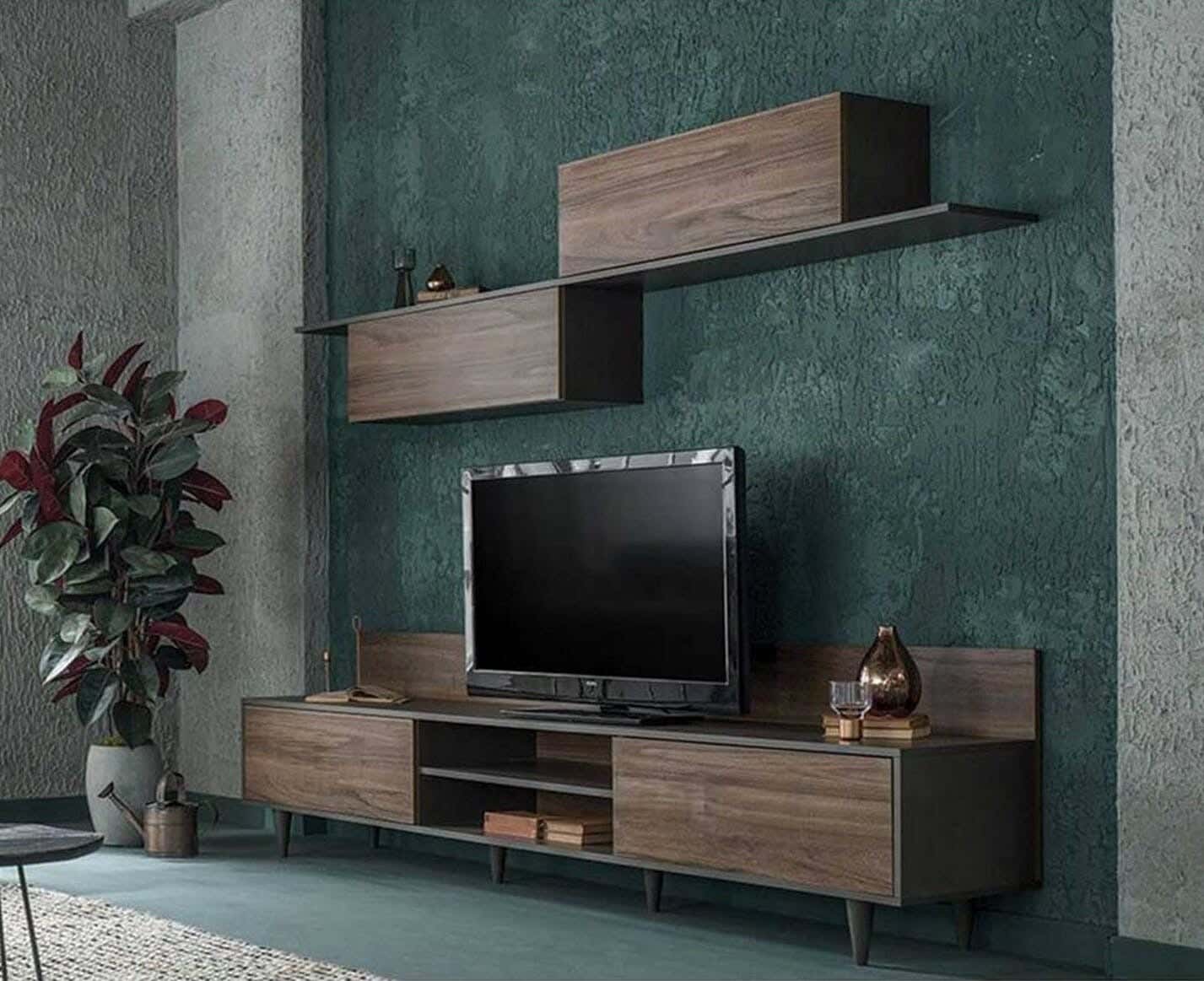 MDF Wood Screen Unit, 200×40×40 cm - Dark Wood