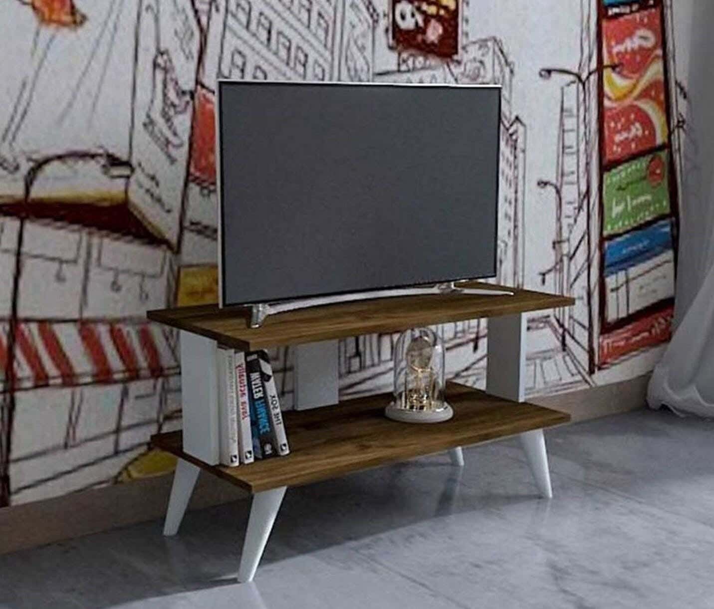 MDF Wood Screen Table, 100×30×50 cm - Brown White