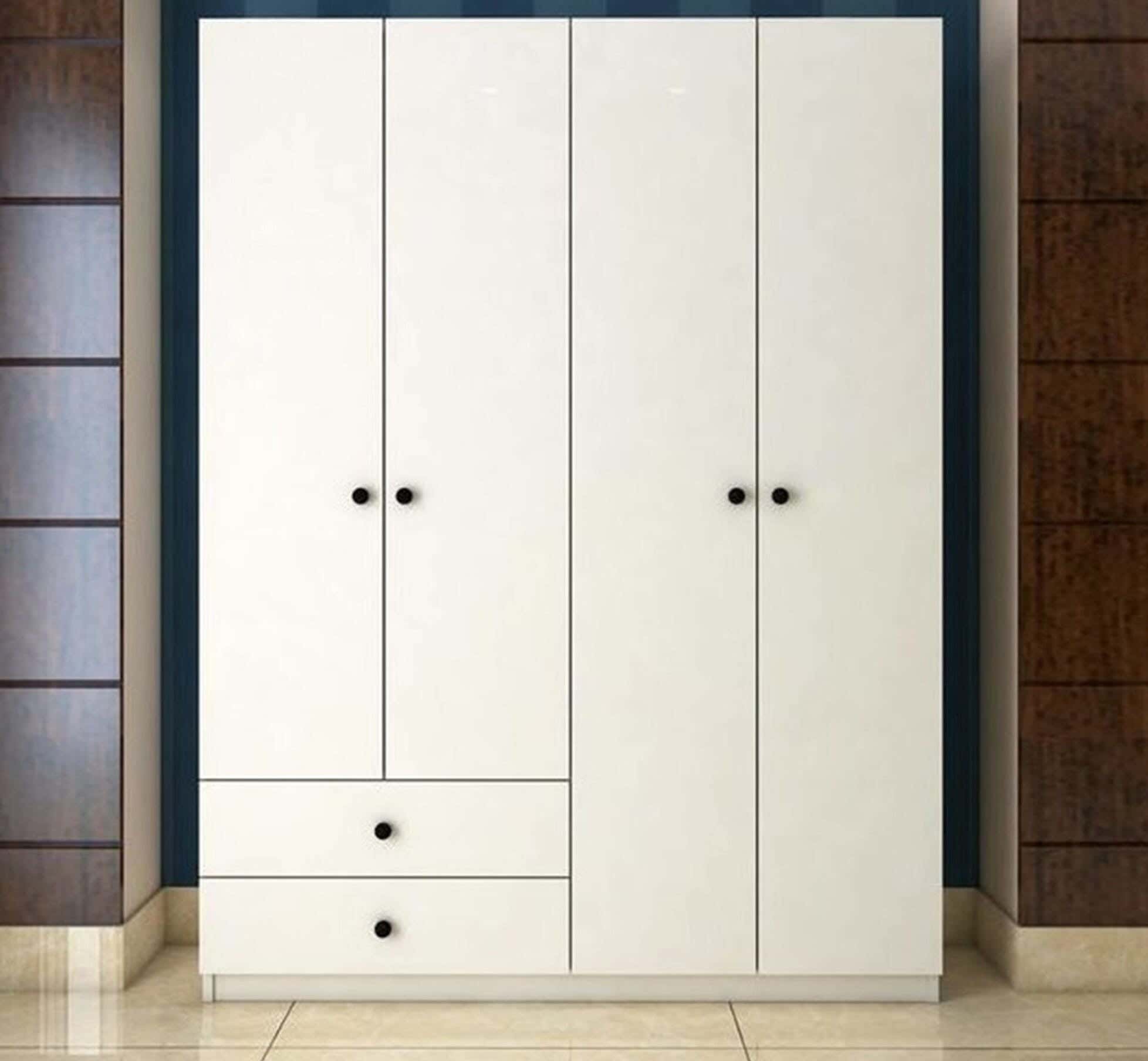MDF Wood Wardrobe with Drawers, 120x50x180 Cm - White