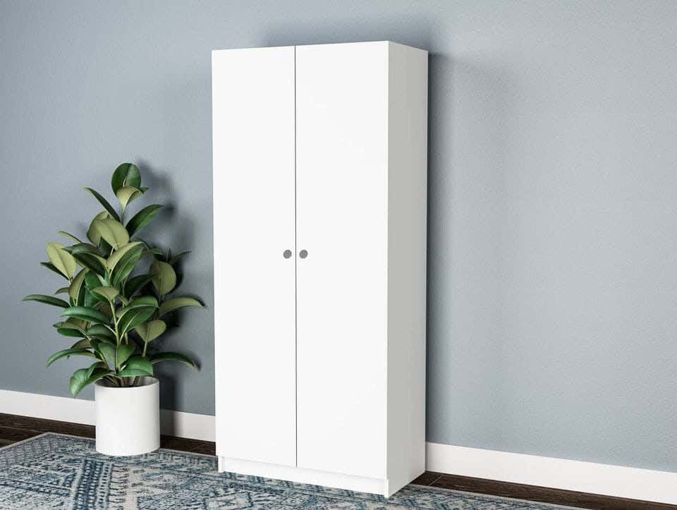 MDF Wood Wardrobe with Sliding Doors, 80x40x180 Cm - White