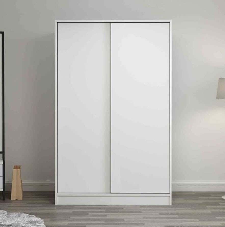 MDF Wood Wardrobe with Sliding Doors, 120x60x185 Cm - White