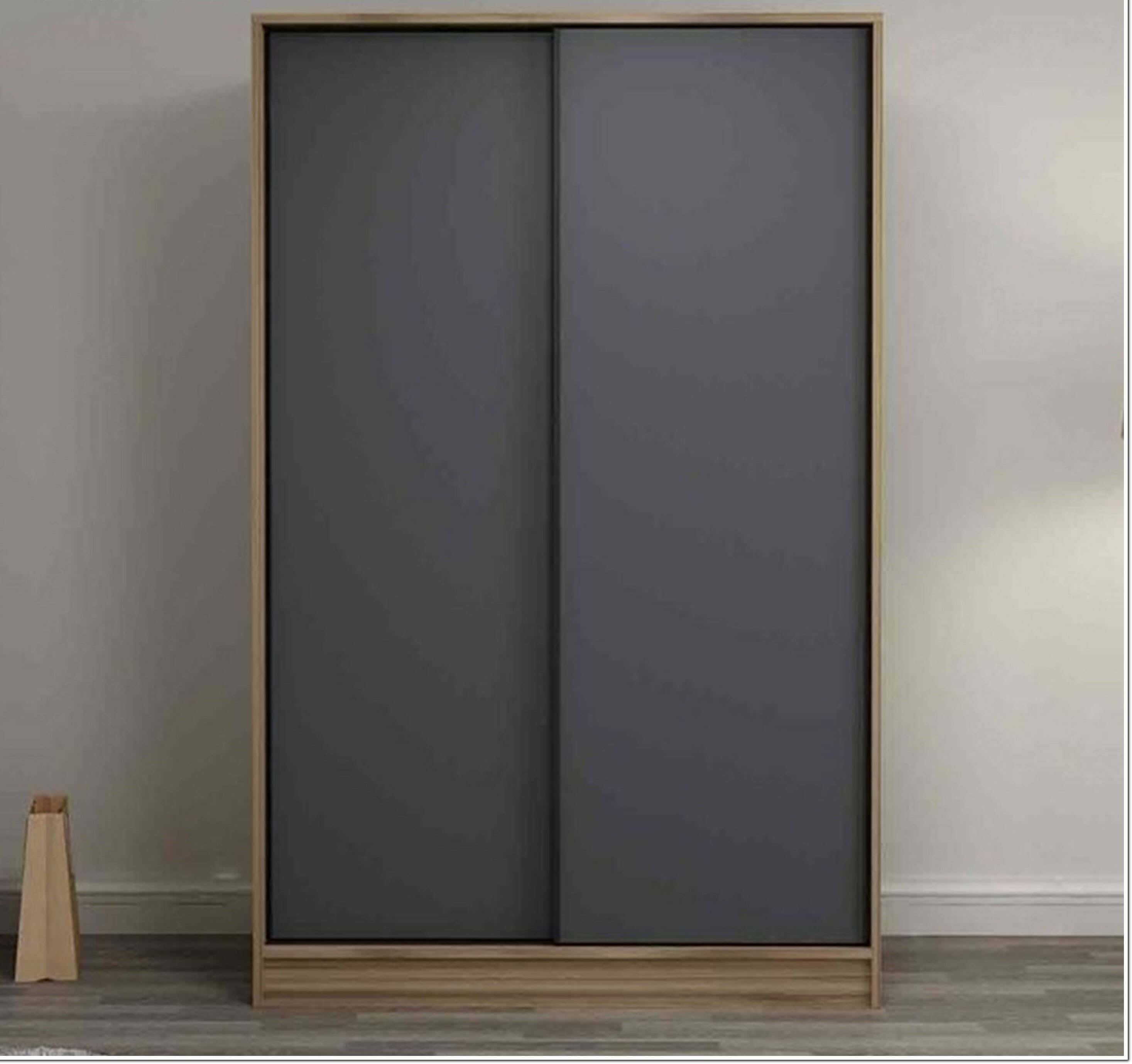 MDF Wood Wardrobe with Sliding Doors, 120x60x185 Cm - Grey Brown