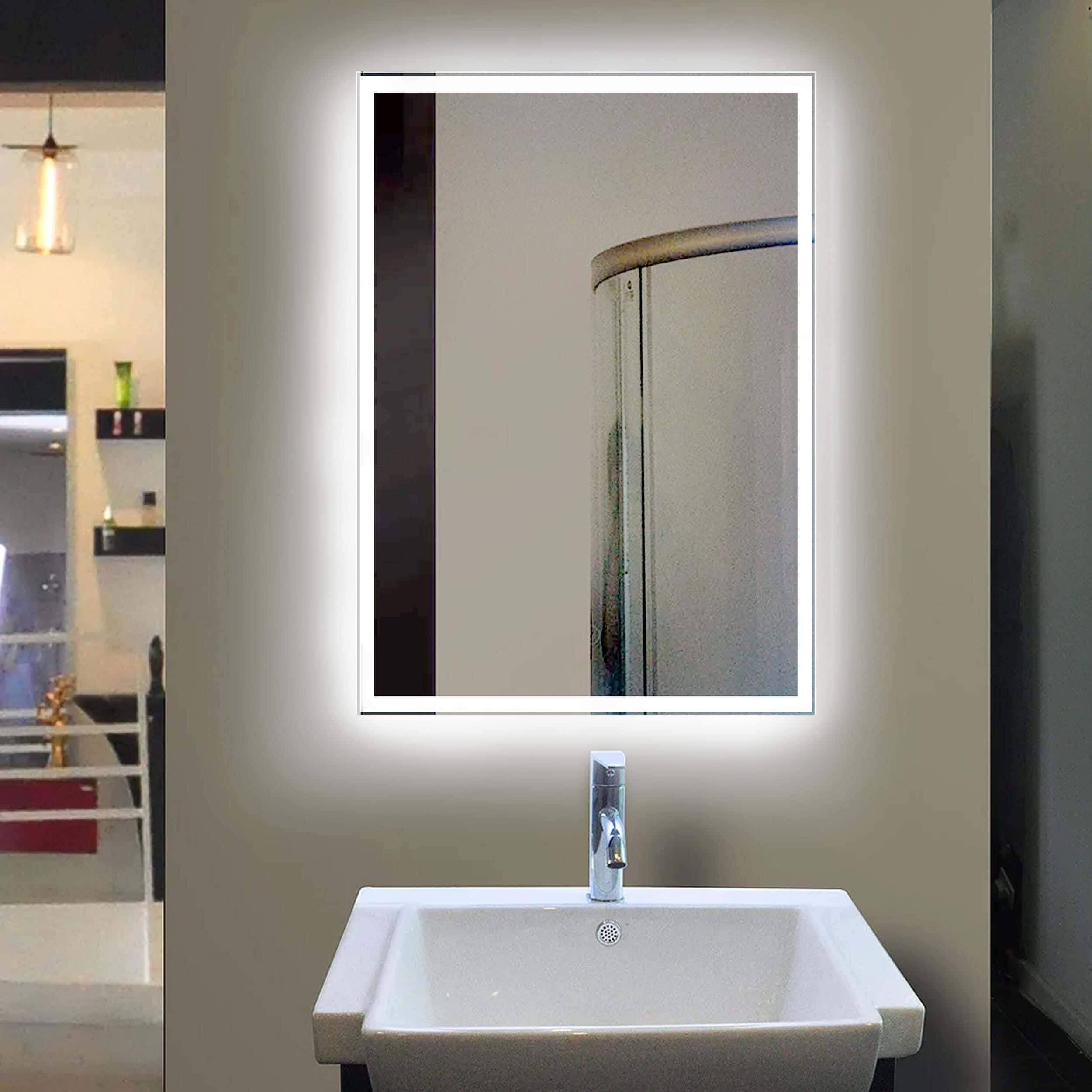 Sira Wall Mirror, White Lighting, 80 X 60 Cm - Clear