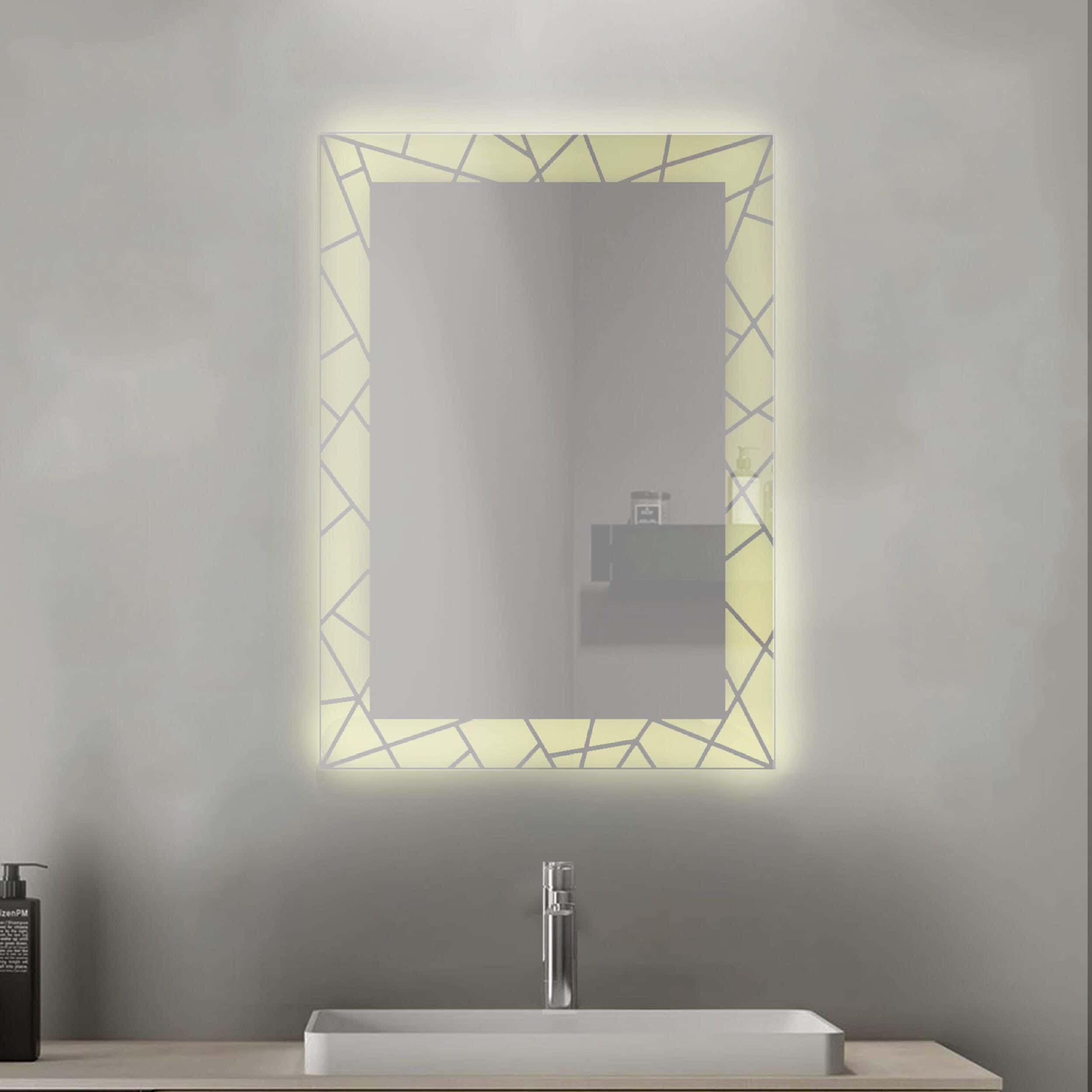 Willow Wall Mirror, White Lighting, 80 X 60 Cm - Clear