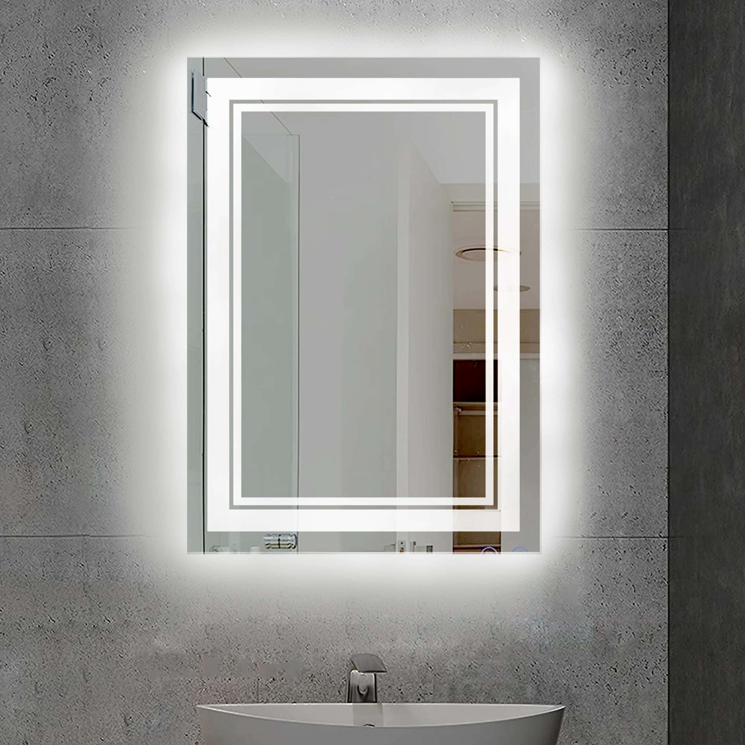 Mora Wall Mirror, White Lighting, 80 X 60 Cm - Clear