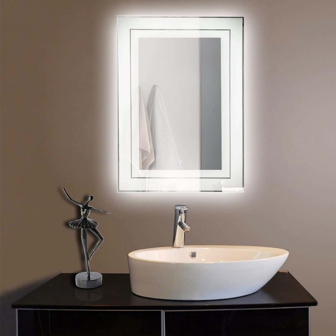 Dera Wall Mirror, LED Touch, White Lighting, 70 X 50 Cm - Clear