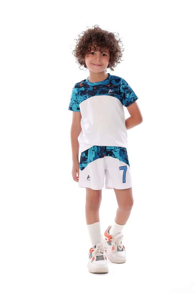 Anja Polyester Sports Set, For Boys - White Blue