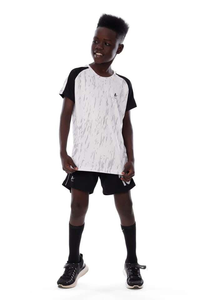 Anja Polyester Sports Set, For Boys - White Black