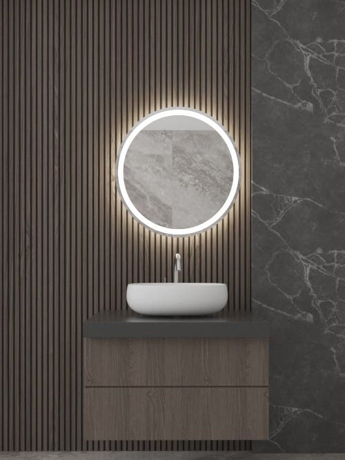 Glass Round LED Bathroom Mirror,80x80x2 cm
