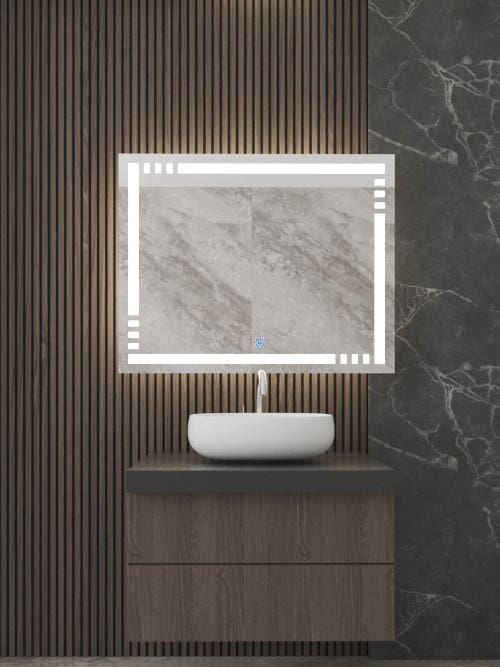 Glass Square Bathroom Mirror,60x60x2 cm