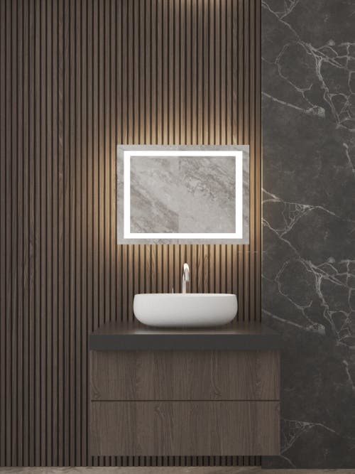 Glass Square Bathroom Mirror,60x60x2 cm