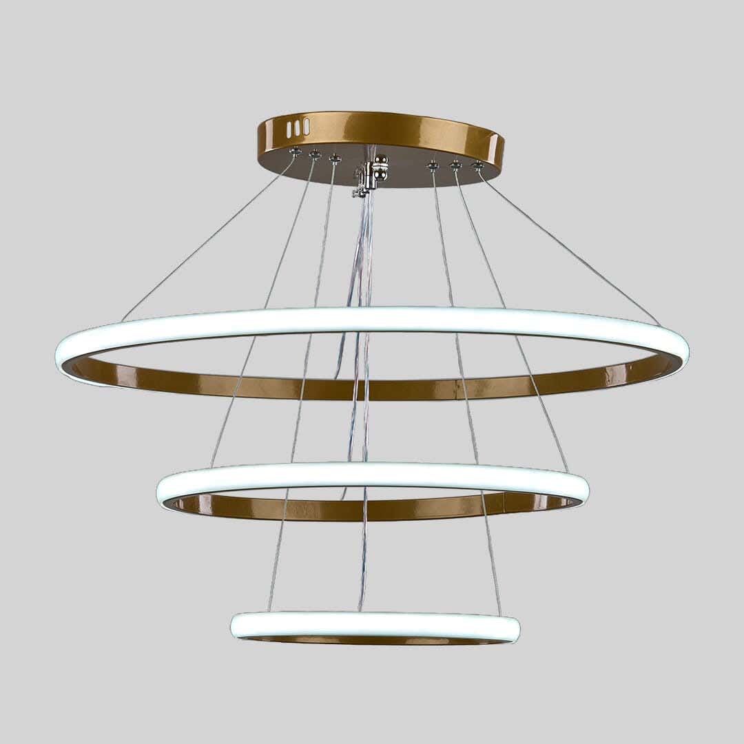 Aluminum Led Chandelier, 3 Lamp, 57×57 Cm - Champagne