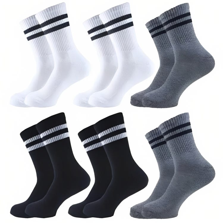 Men's Cotton Socks Set, 6 Pieces, 40-42 - Multicolor