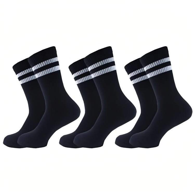 Men's Cotton Sock Set, 3 Pieces, One Size - Black