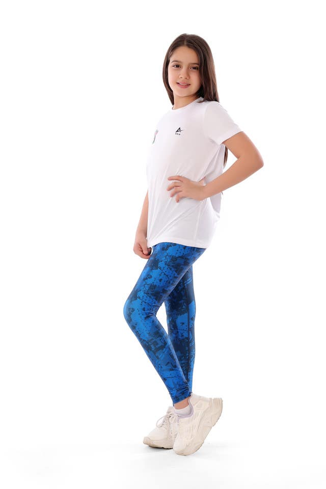 Anja Polyester Seamless Leggings, For Girls - Blue