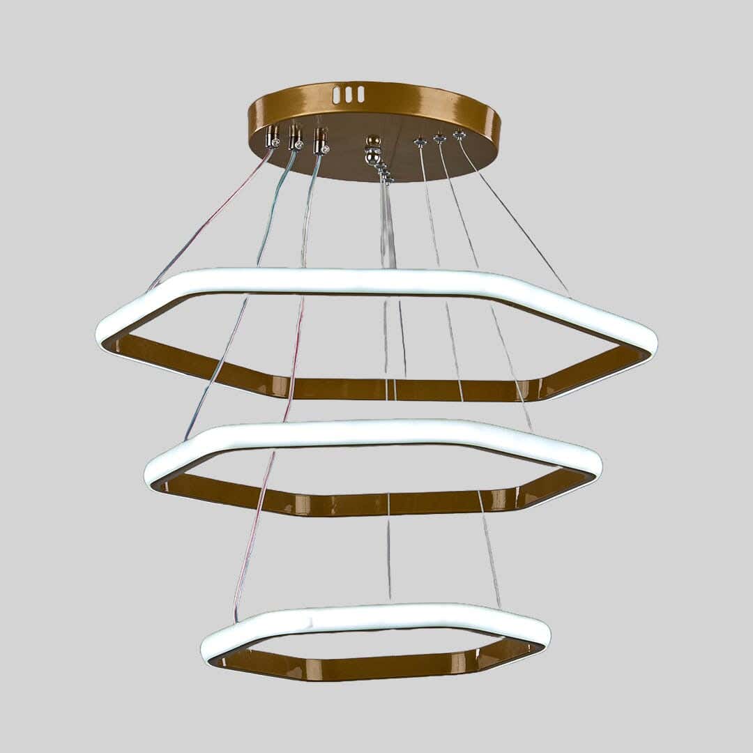 Aluminum Led Chandelier, 3 Lamp, 50×50 Cm - Champagne