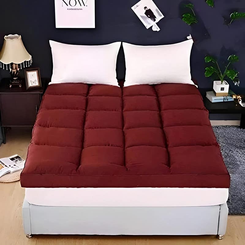 Line Sleep Fiber Filling Mattress Topper, , 180×200 cm - Burgundy