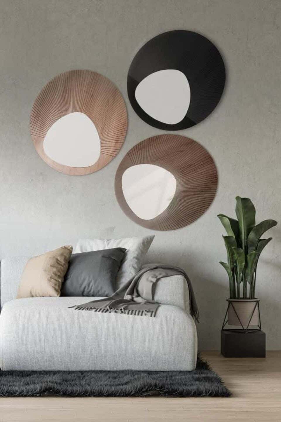 3-piece decorative mirror set, MDF wood, 60x180 cm - Multicolor