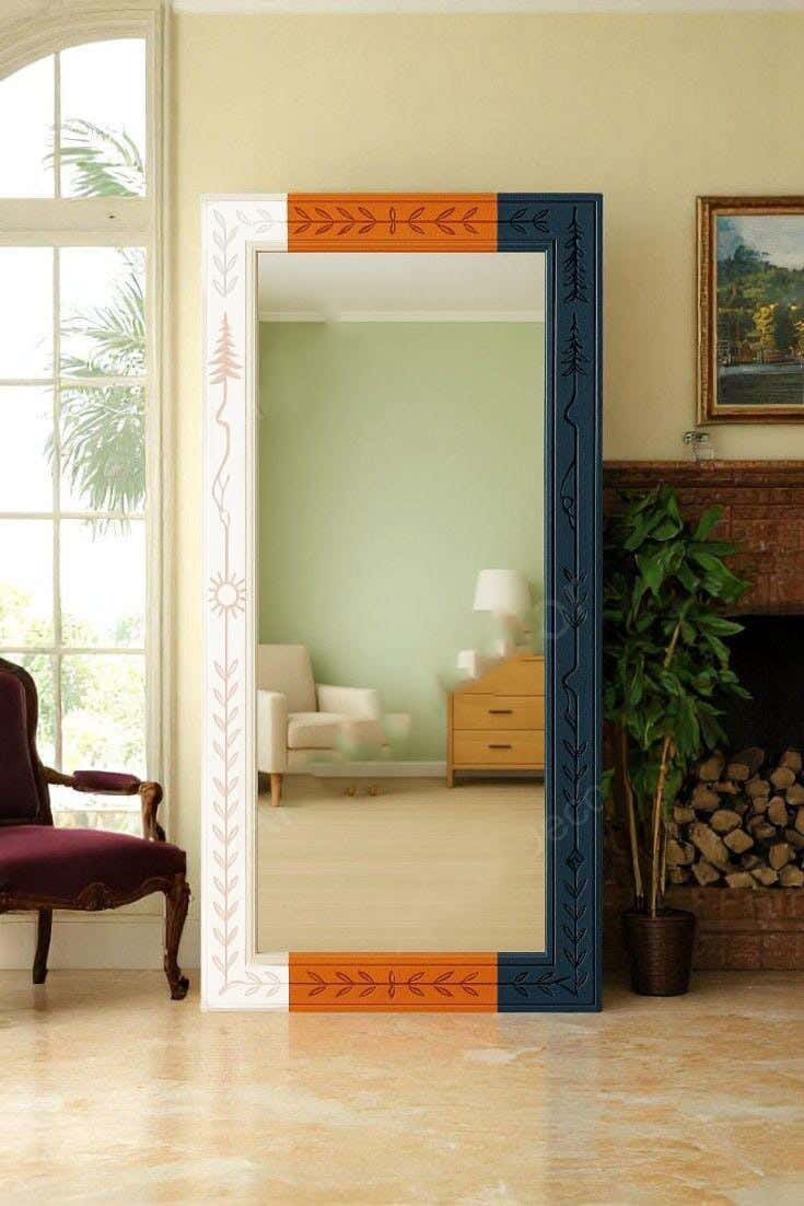 Full-length floor mirror, MDF wood, 160x60 cm - Multicolor