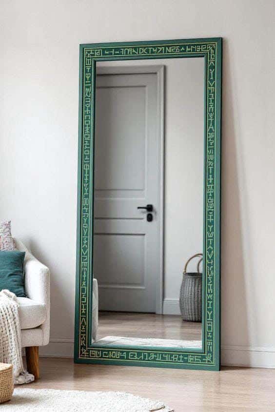 Full-length floor mirror, MDF wood, 160x60 cm - Green