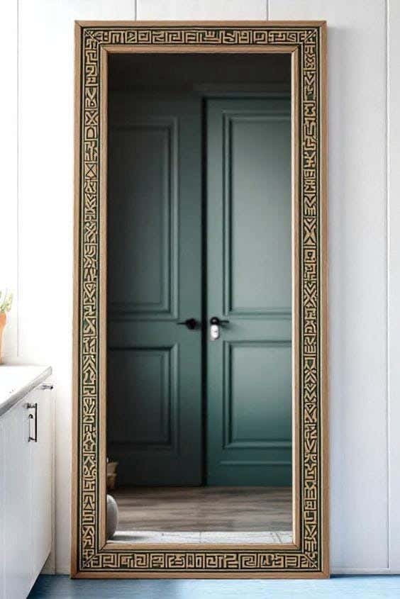 Full-length floor mirror, MDF wood, 160x60 cm - Beige Black