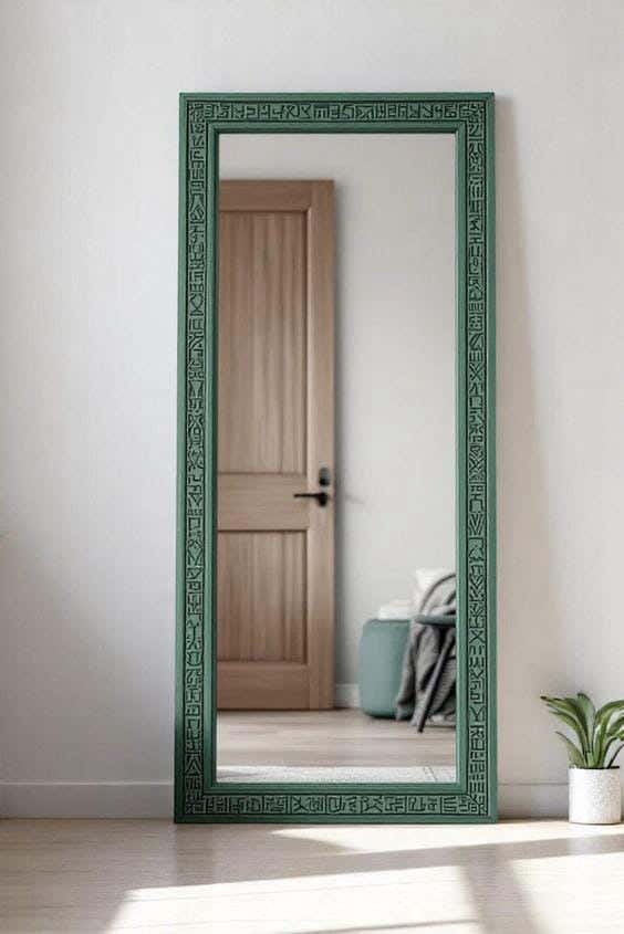 Full-length floor mirror, MDF wood, 160x60 cm - Green